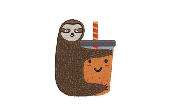 Cute Sloth Hugging a Bubble Tea Embroidery Review